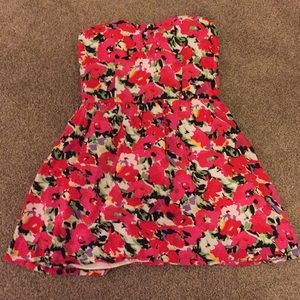 Red and pink floral dress
